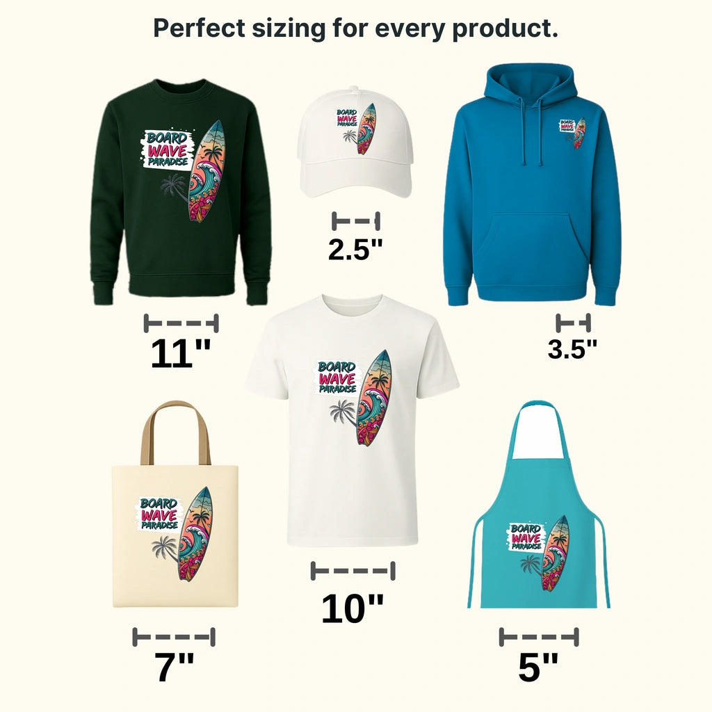 Board Wave Paradise Surfing Design - DTF Heat Transfers