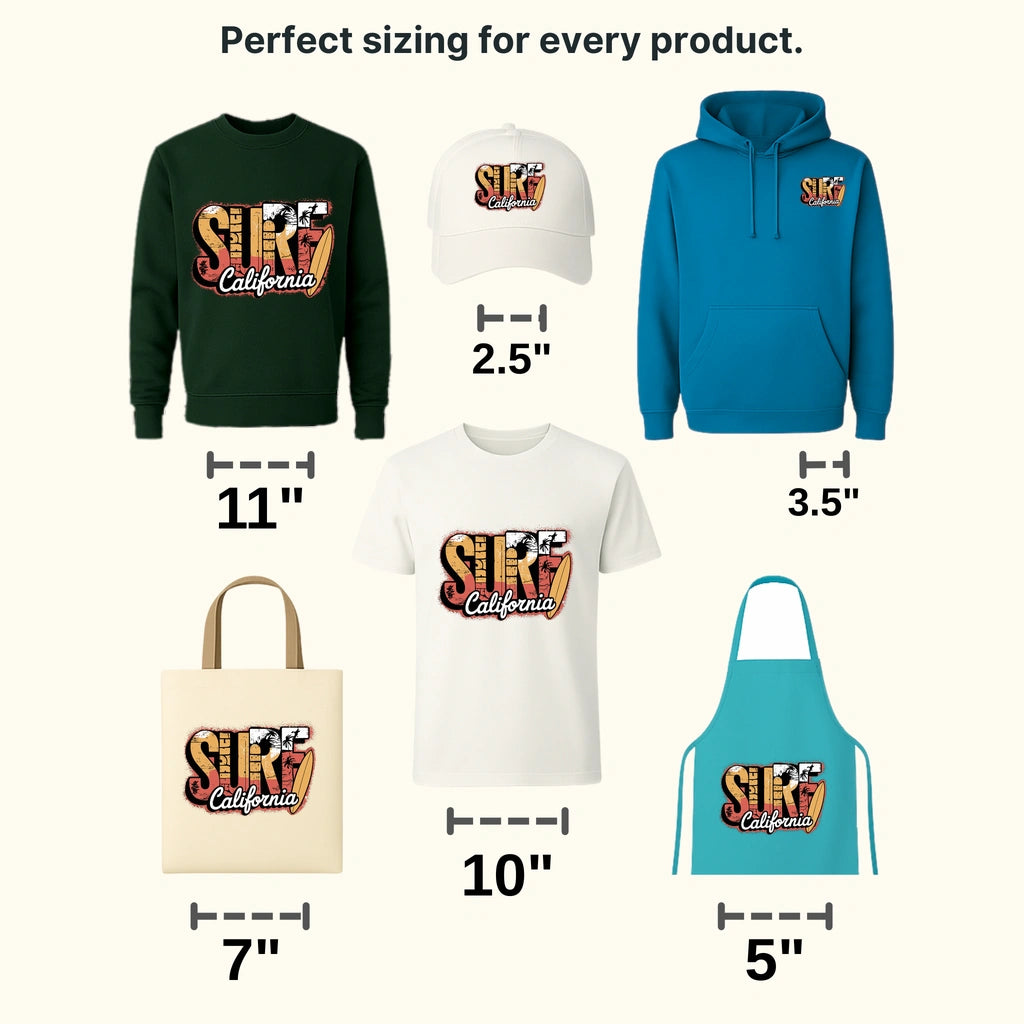 Surf California Surfing Design - DTF Heat Transfers