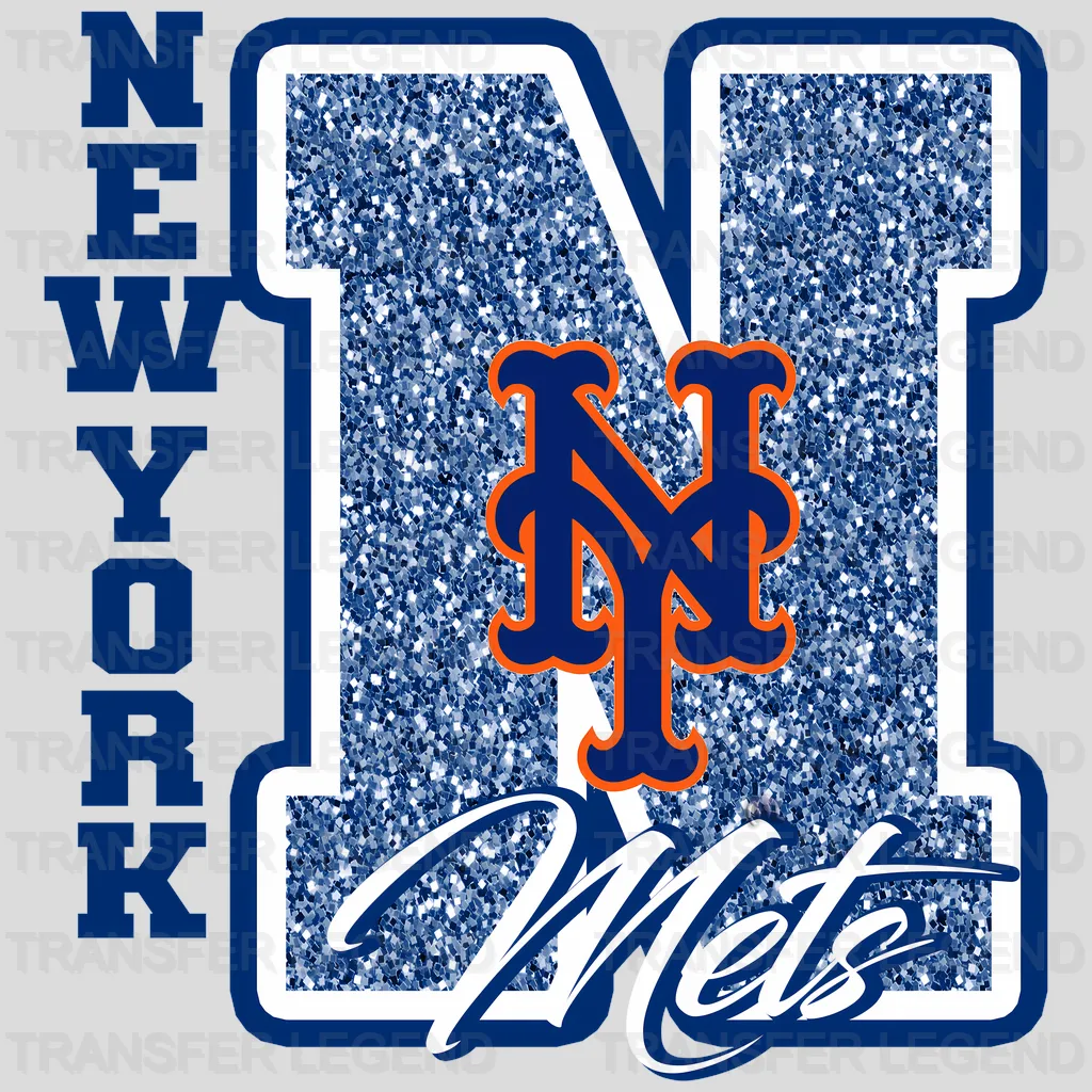 New York Mets MLB Floral Pattern Heart Shape - DTF Iron On Transfer