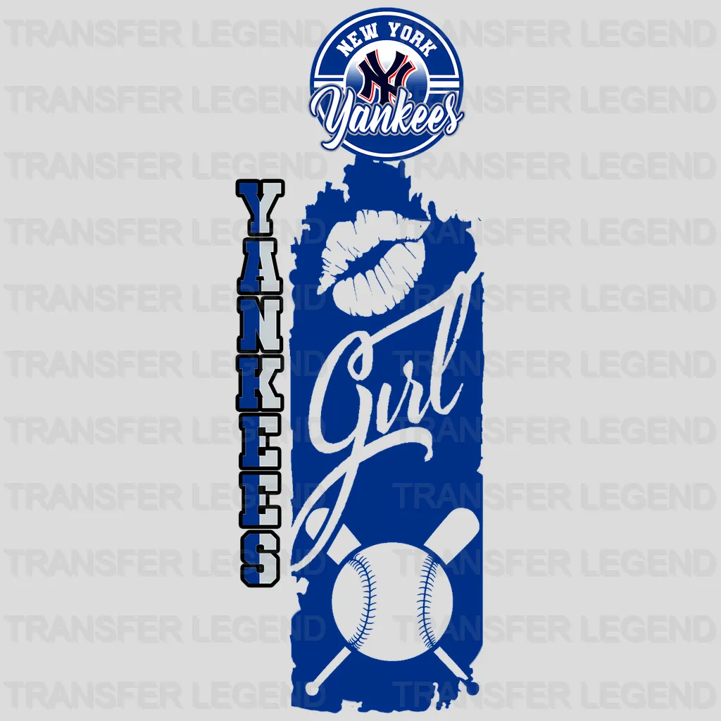 New York Yankees MLB Vertical Bookmark Style Strip Logo - DTF Iron On Transfer