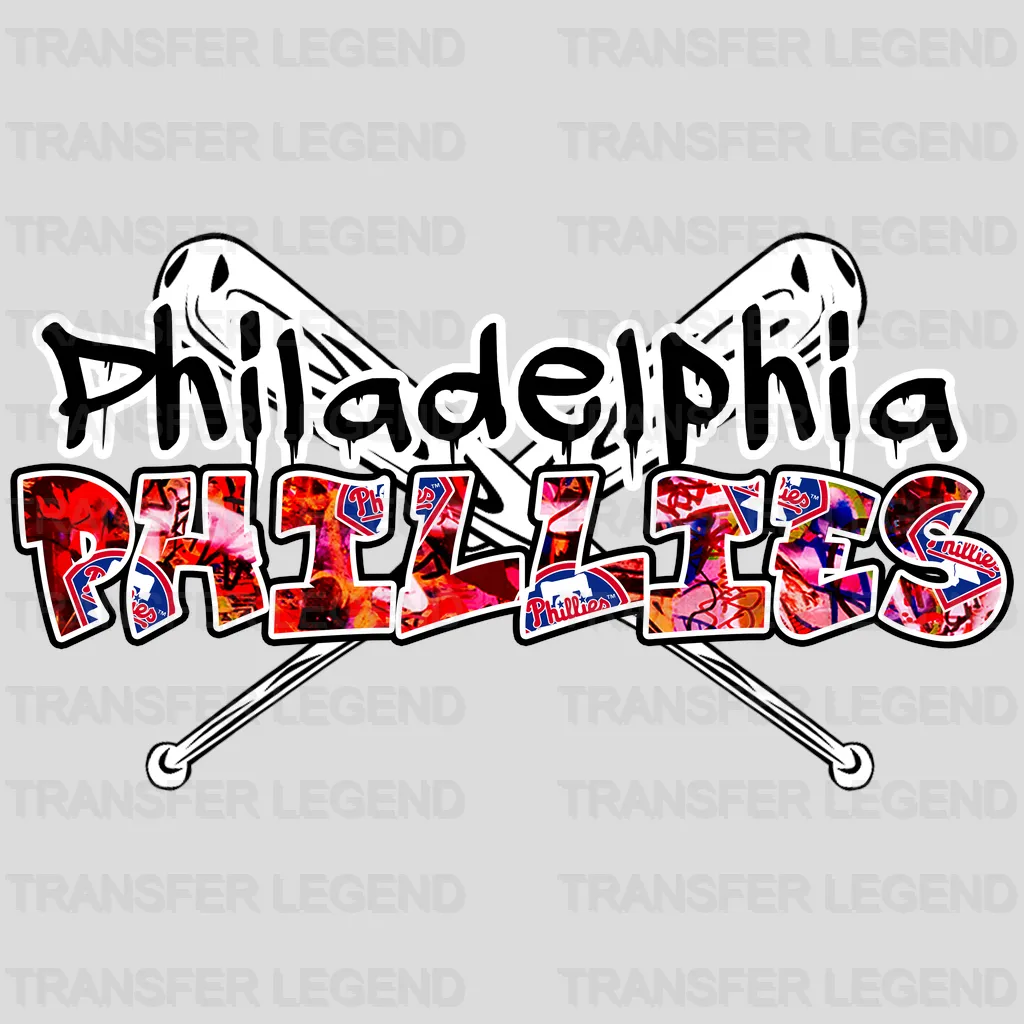 Philadelphia Phillies MLB Graffiti Wall Art Text Logo - DTF Iron On Transfer