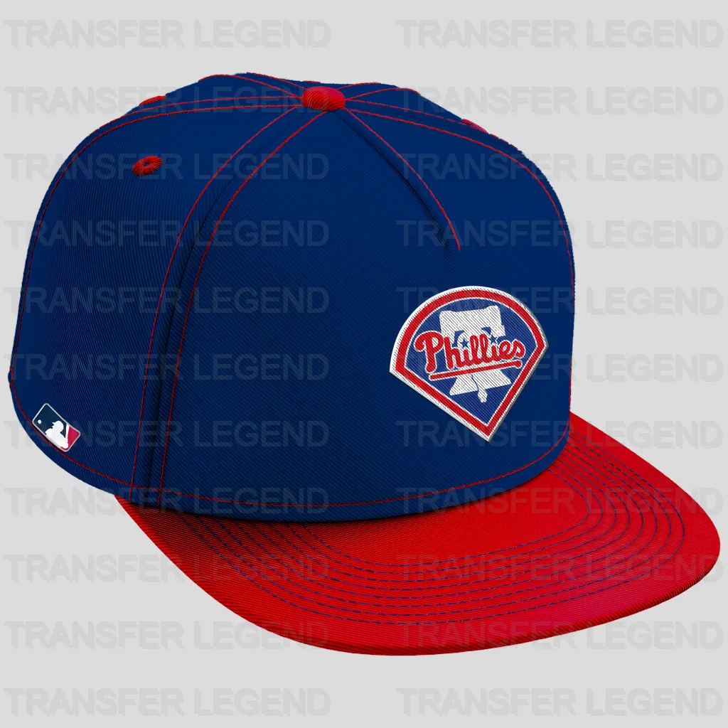 Philadelphia Phillies MLB Realistic Red & Blue Cap Hat Mockup - DTF Iron On Transfer