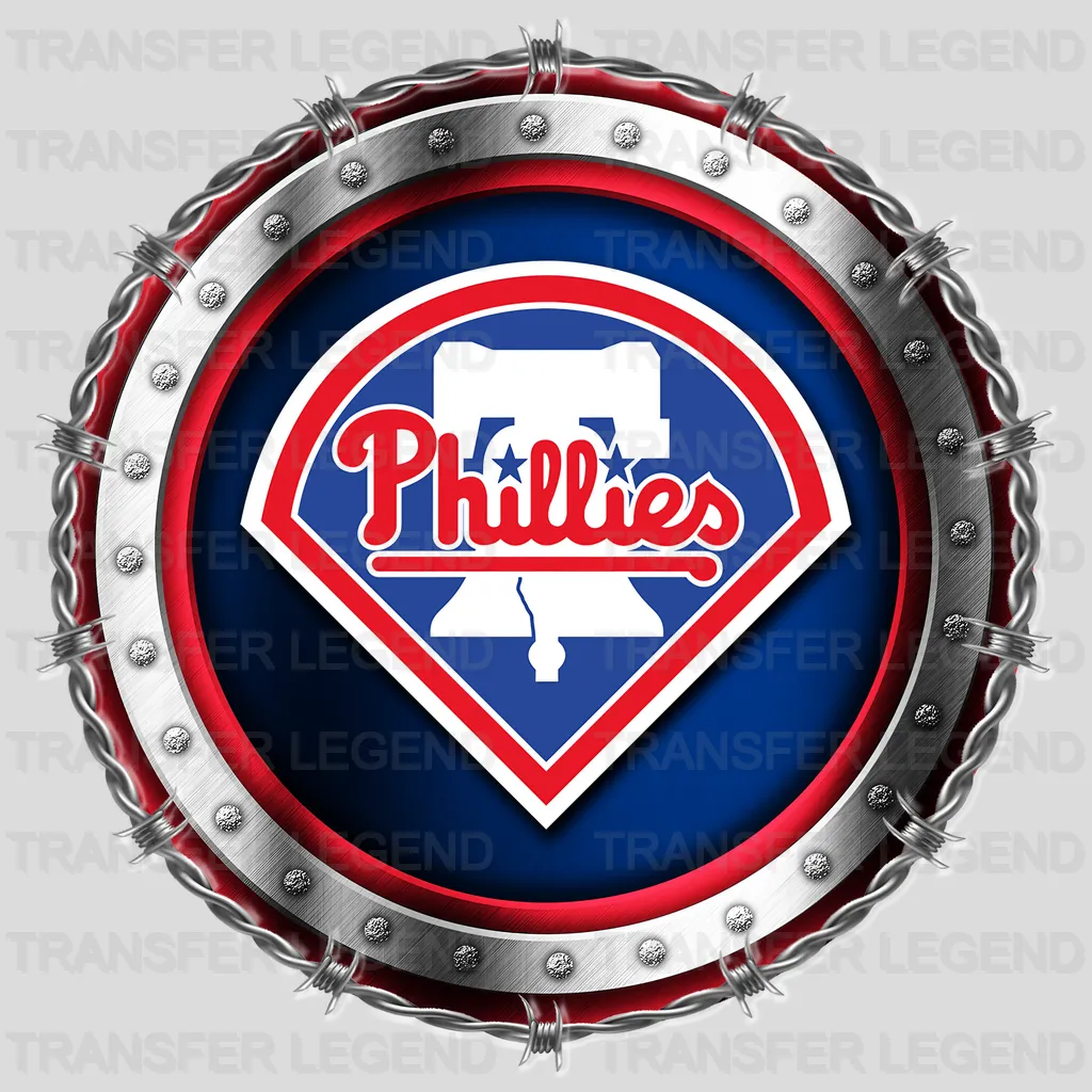 Philadelphia Phillies MLB Chrome Metal Circle Badge 3D - DTF Iron On Transfer