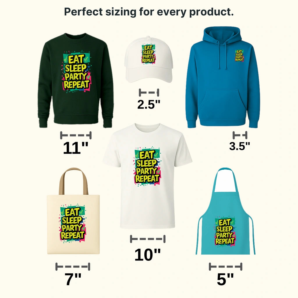 Eat Sleep Repeat Party Design - DTF Heat Transfer - transferlegend