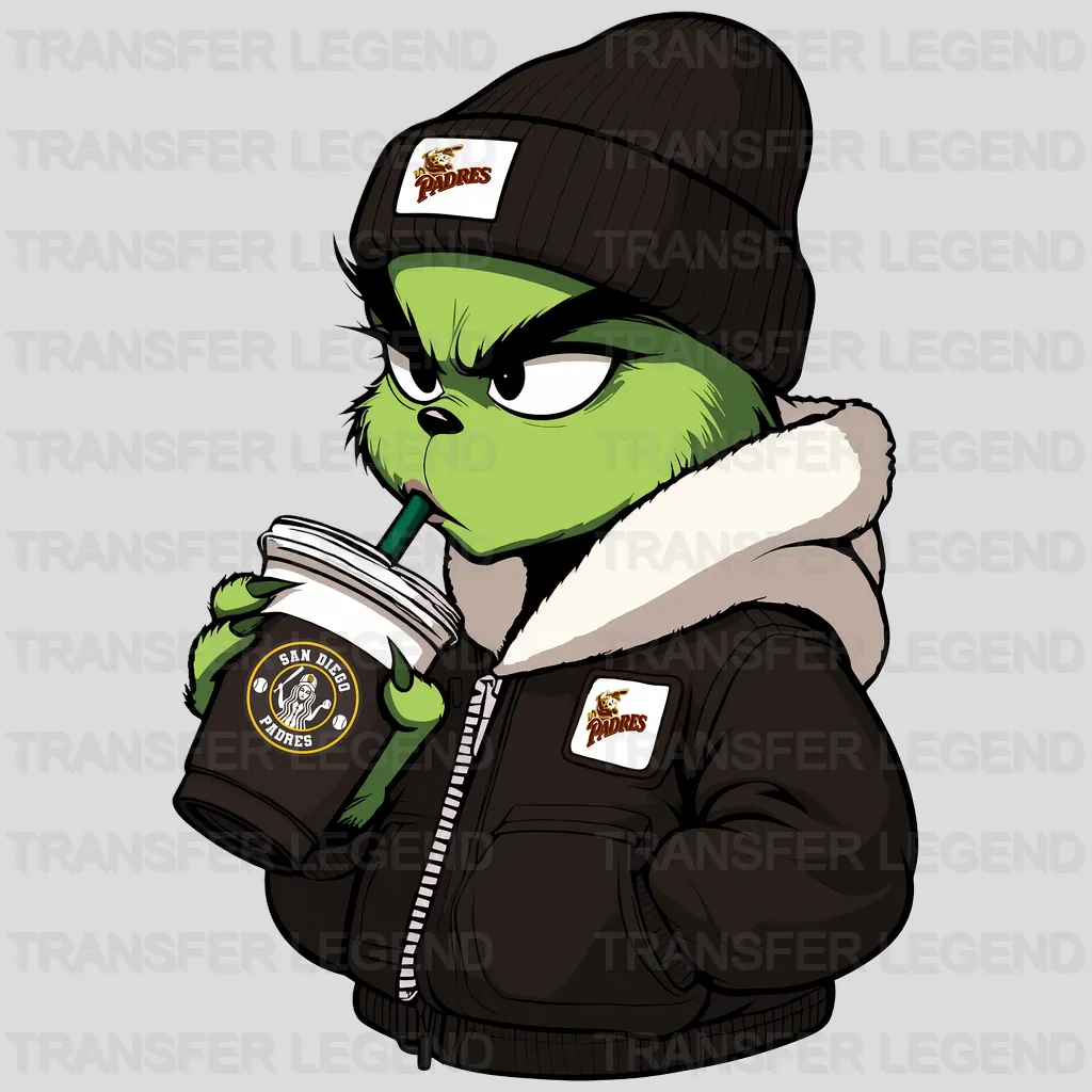 San Diego Padres MLB The Grinch Drinking Coffee - DTF Iron On Transfer