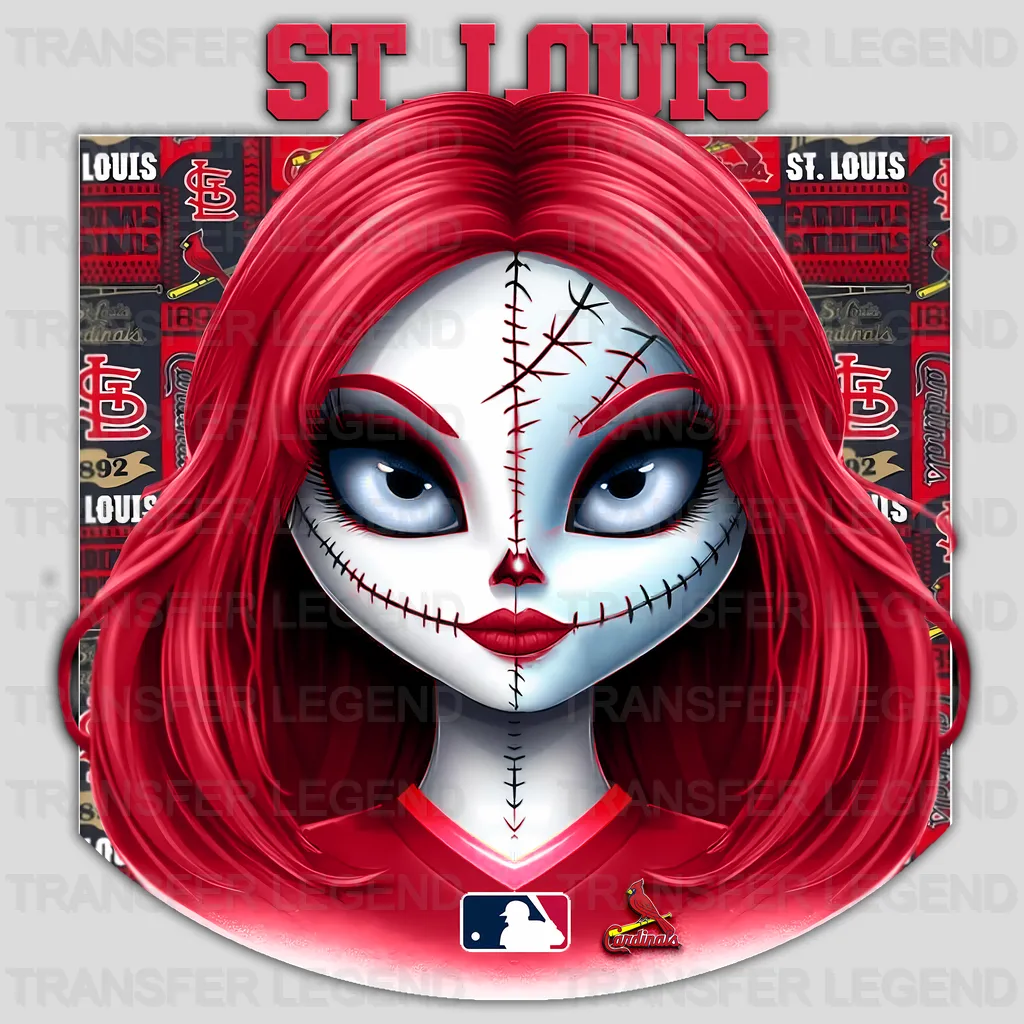 St Louis Cardinals MLB Red Hair Gothic Girl Illustration - DTF Iron On Transfer