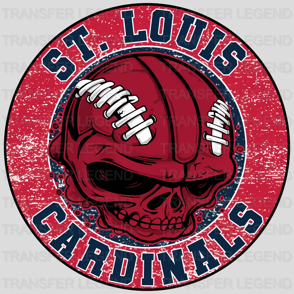 St Louis Cardinals MLB Red Skull With Helmet Art - DTF Iron On Transfer
