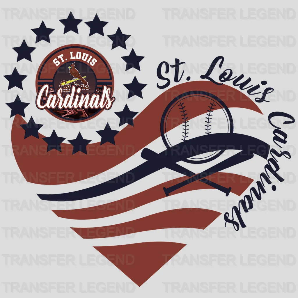 St Louis Cardinals MLB Heart Shape Road Graphic Art - DTF Iron On Transfer