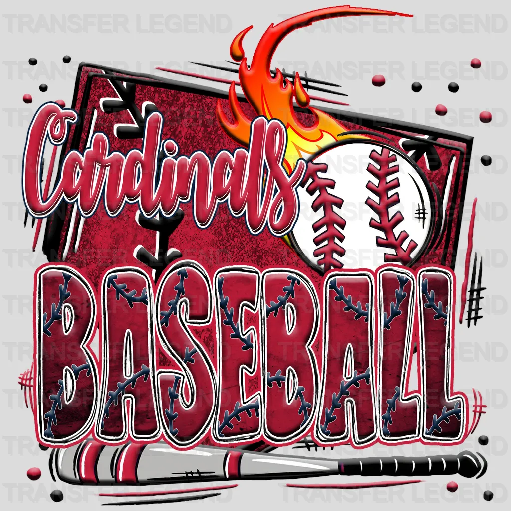 St Louis Cardinals MLB Splash & Fire Text Art - DTF Iron On Transfer