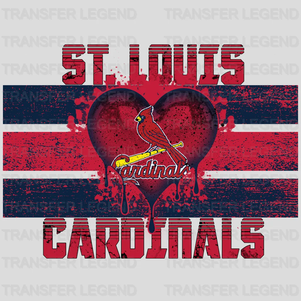 St Louis Cardinals MLB Distressed Flag Heart Shape - DTF Iron On Transfer
