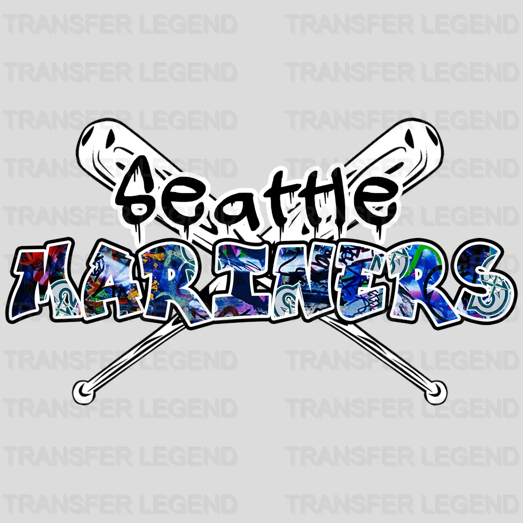 Seattle Mariners MLB Graffiti Wall Art Text Logo - DTF Iron On Transfer