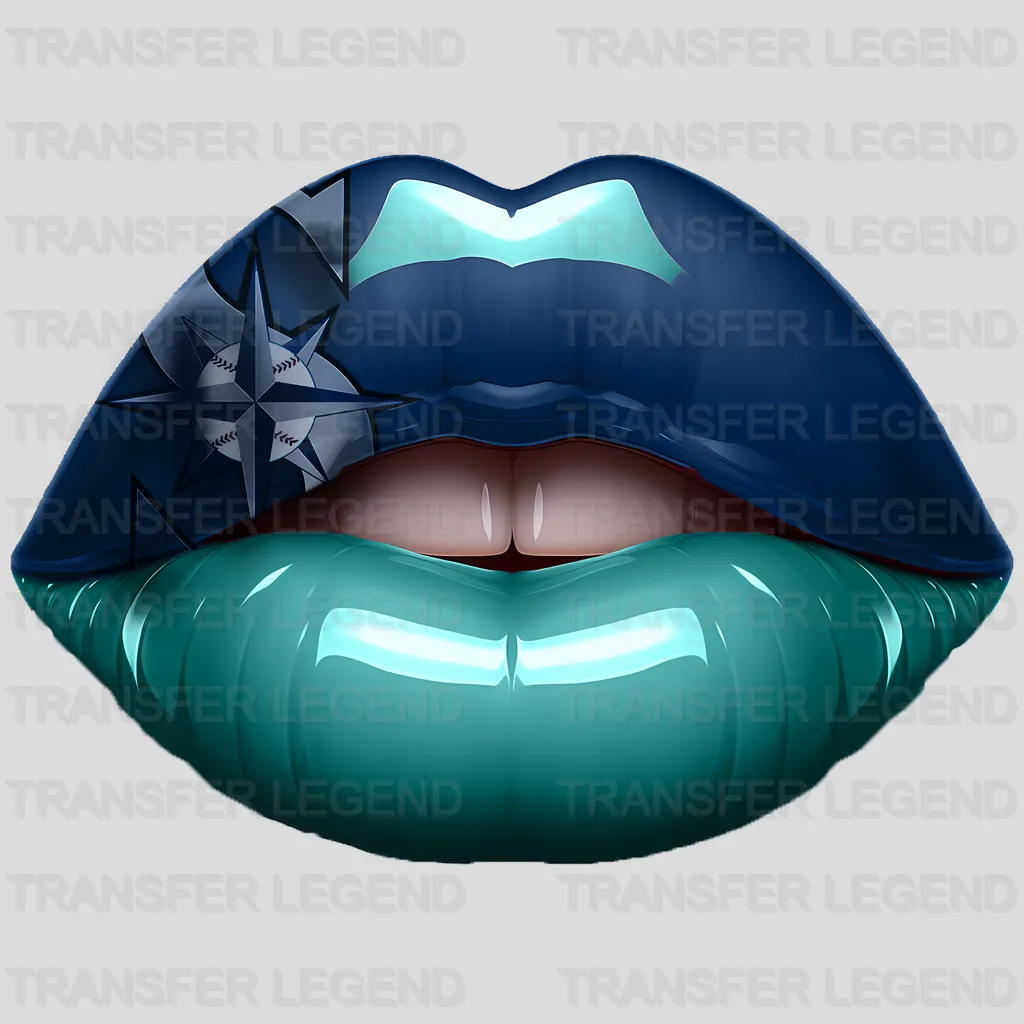 Seattle Mariners MLB Teal & Navy Lips Logo Art Illustration - DTF Iron On Transfer