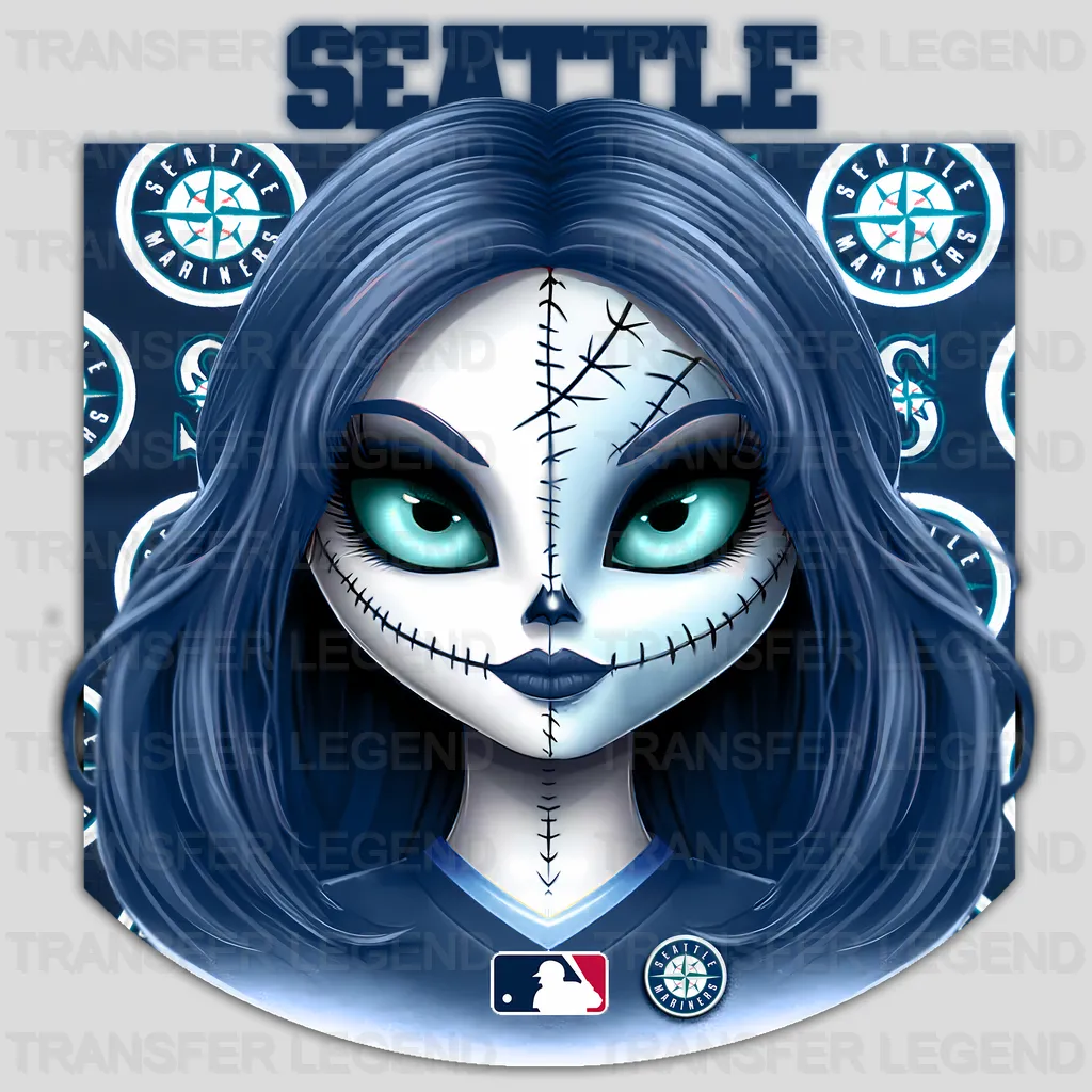 Seattle Mariners MLB Gothic Girl Illustration - DTF Iron On Transfer