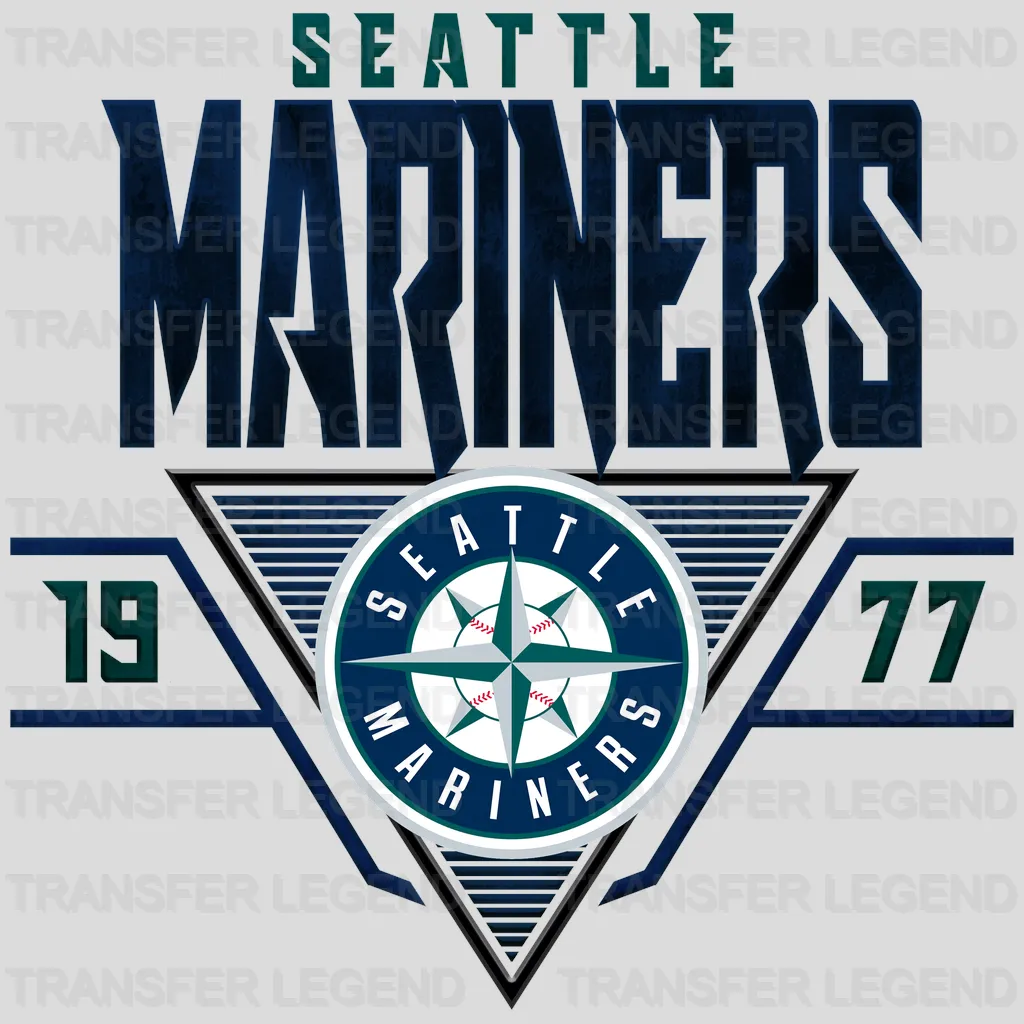 Seattle Mariners MLB Vintage Navy Typography Poster - DTF Iron On Transfer