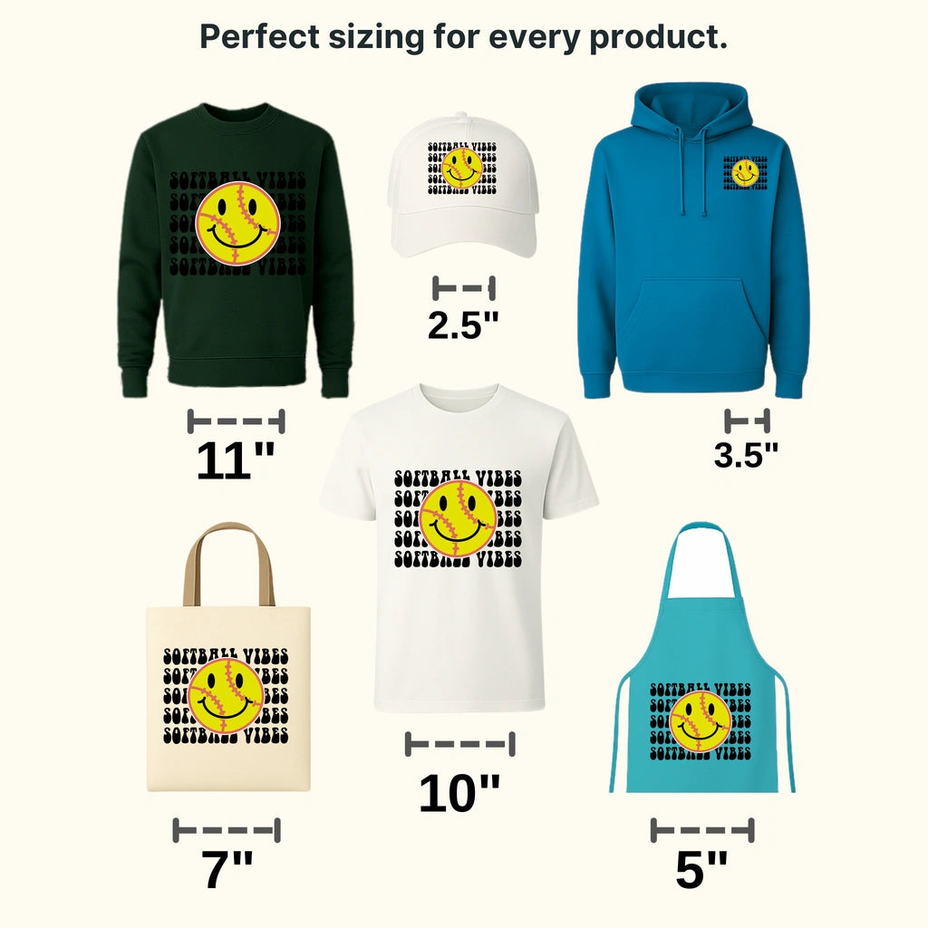 Softball Vibes Smiley Face DTF Transfer - transferlegend
