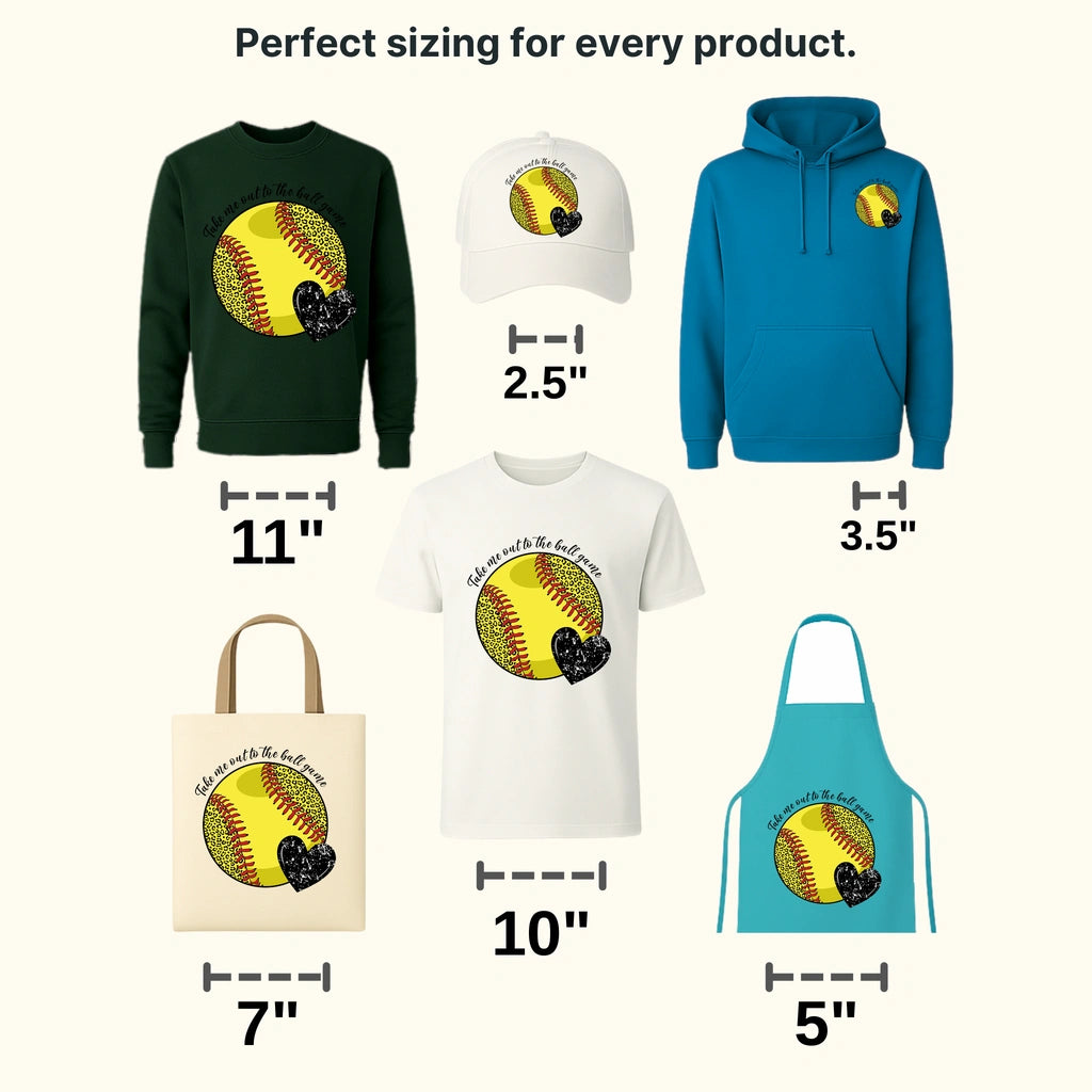 Take Me Out To The Ball Game Heart DTF Transfer - transferlegend