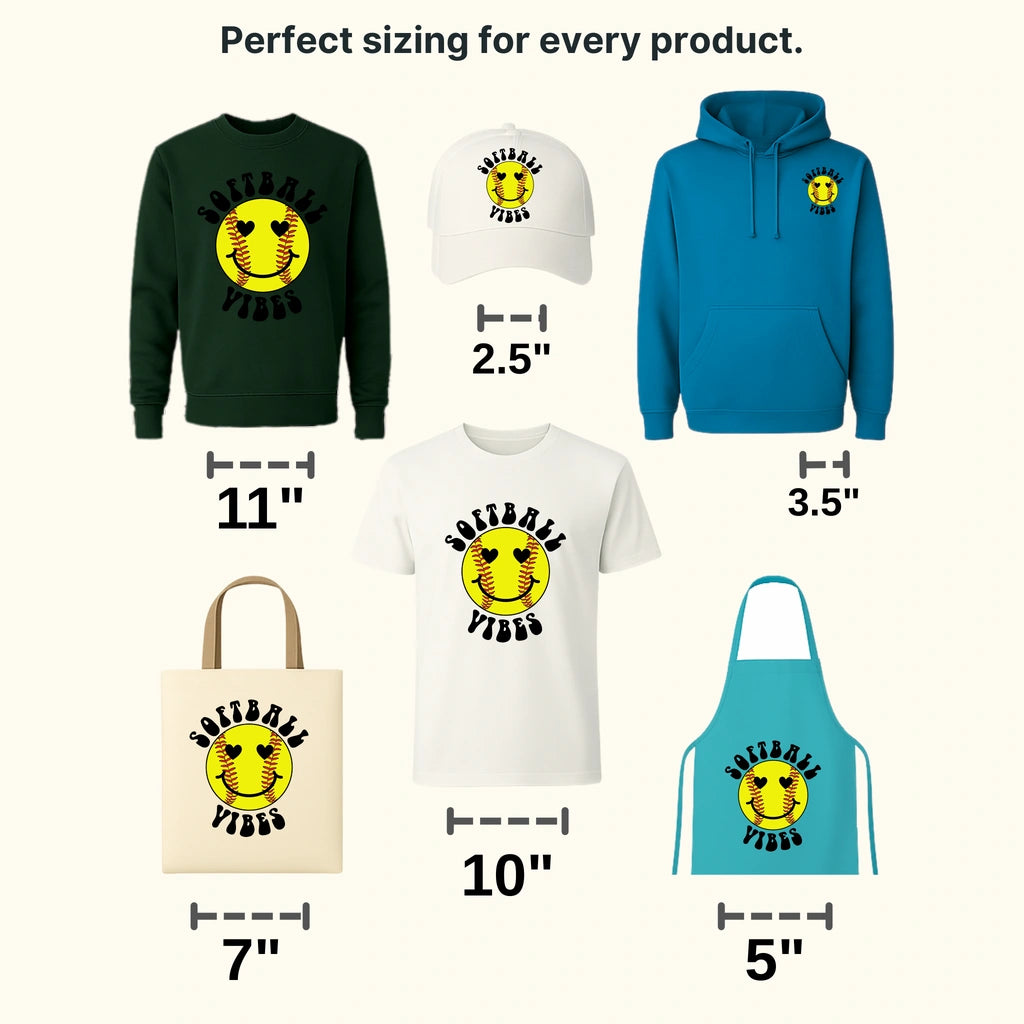 Softball Vibes Heart Eye  DTF Transfer - transferlegend