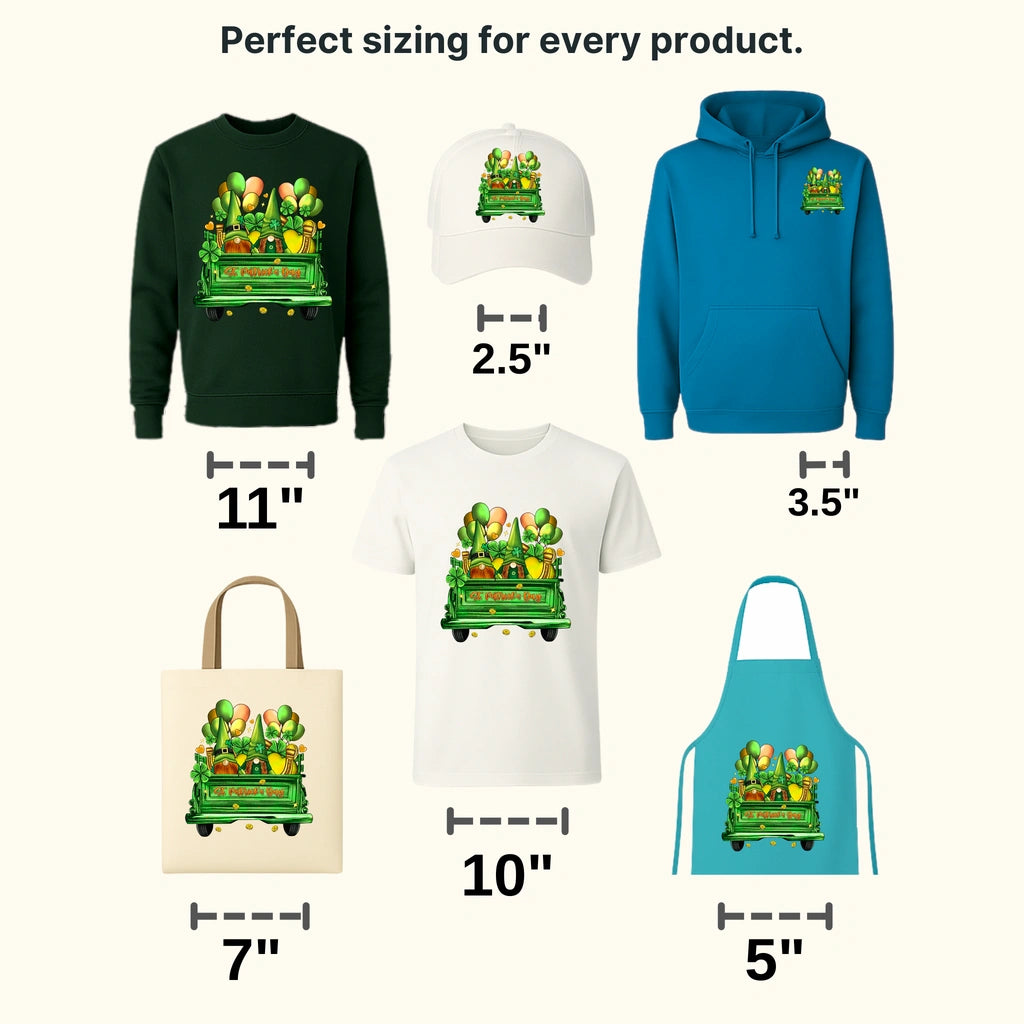 St. Patrick's Day Truck Gnome Balloon Design - DTF heat transfer - transferlegend