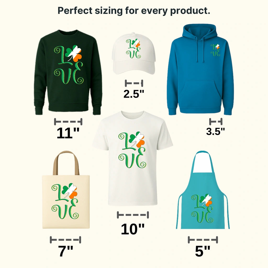LOVE Text w/ Irish Flag St. Patrick's Day Design -DTF Heat Transfer - transferlegend