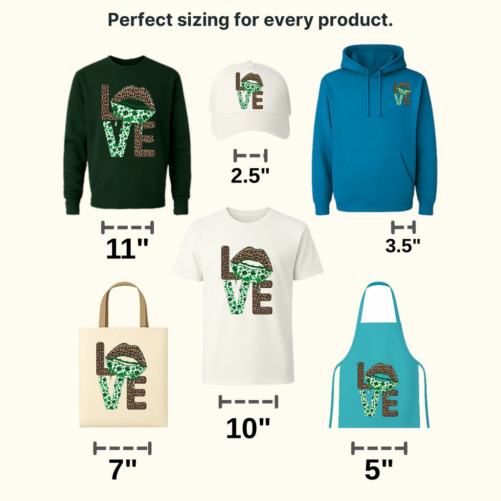 Leopard Print LOVE Text, Stacked St. Patrick's Day Design - DTF Transfer - transferlegend