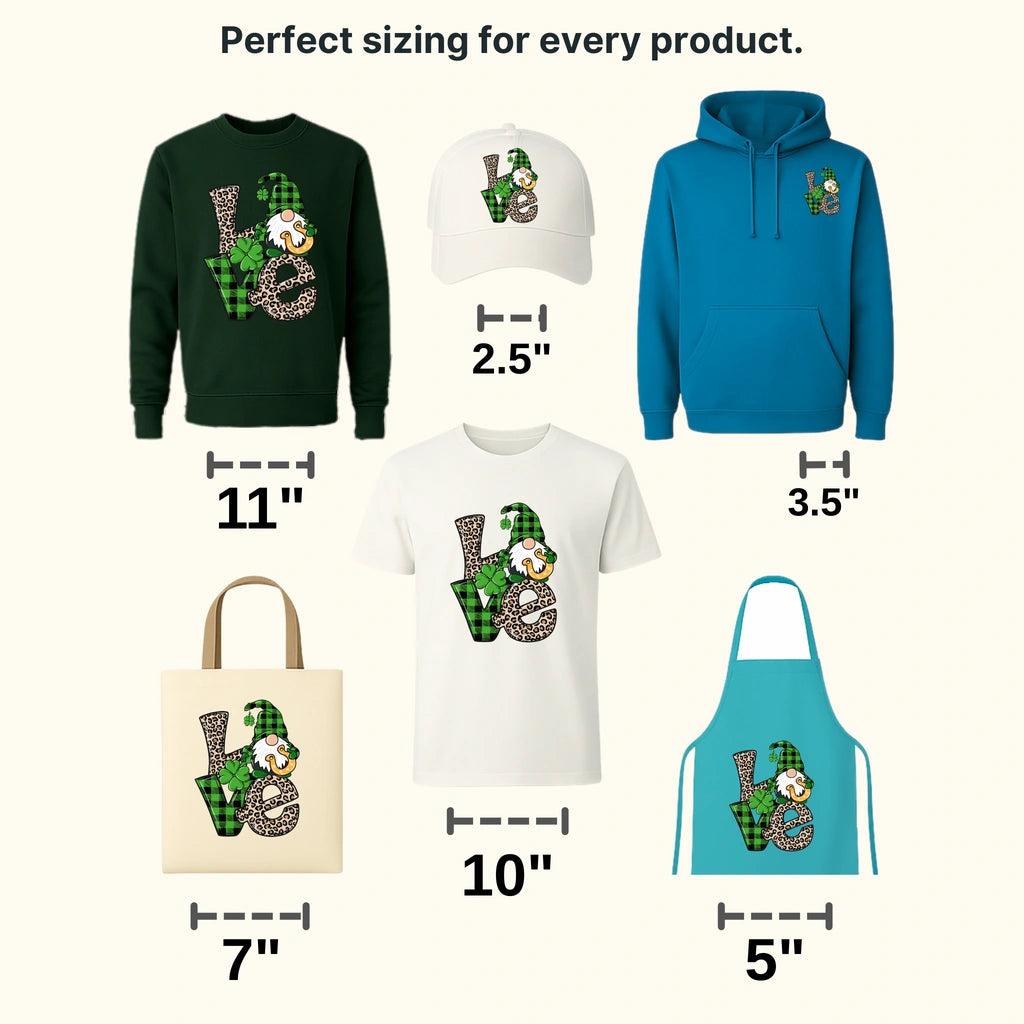 St. Patrick's Day Love Gnome Leopard Design - DTF heat transfer - transferlegend