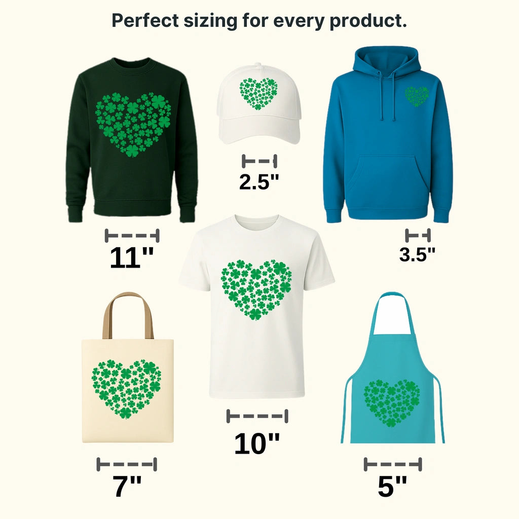 St. Patrick's Heart Shamrocks Design - DTF heat transfer - transferlegend