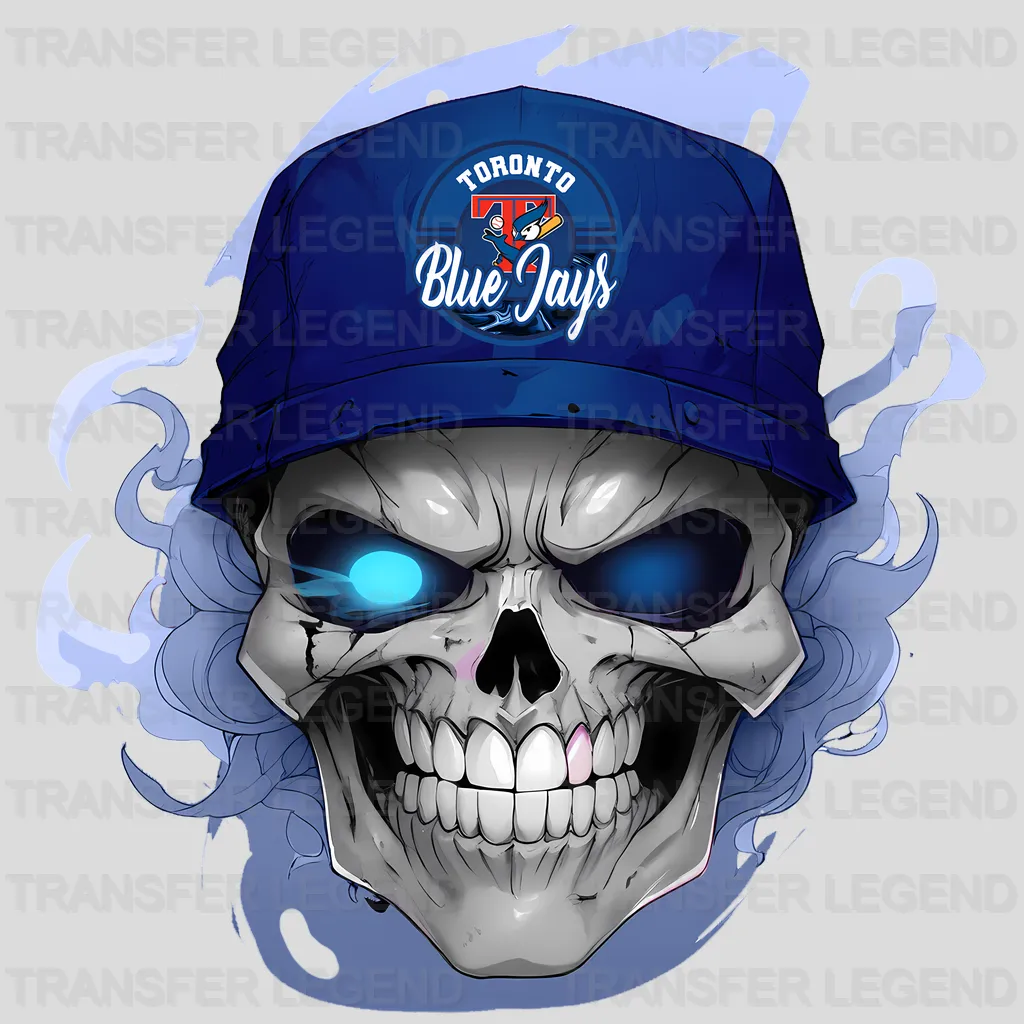 Toronto Blue Jays MLB Skull With Cap & Smoke Effect - DTF Iron On Transfer