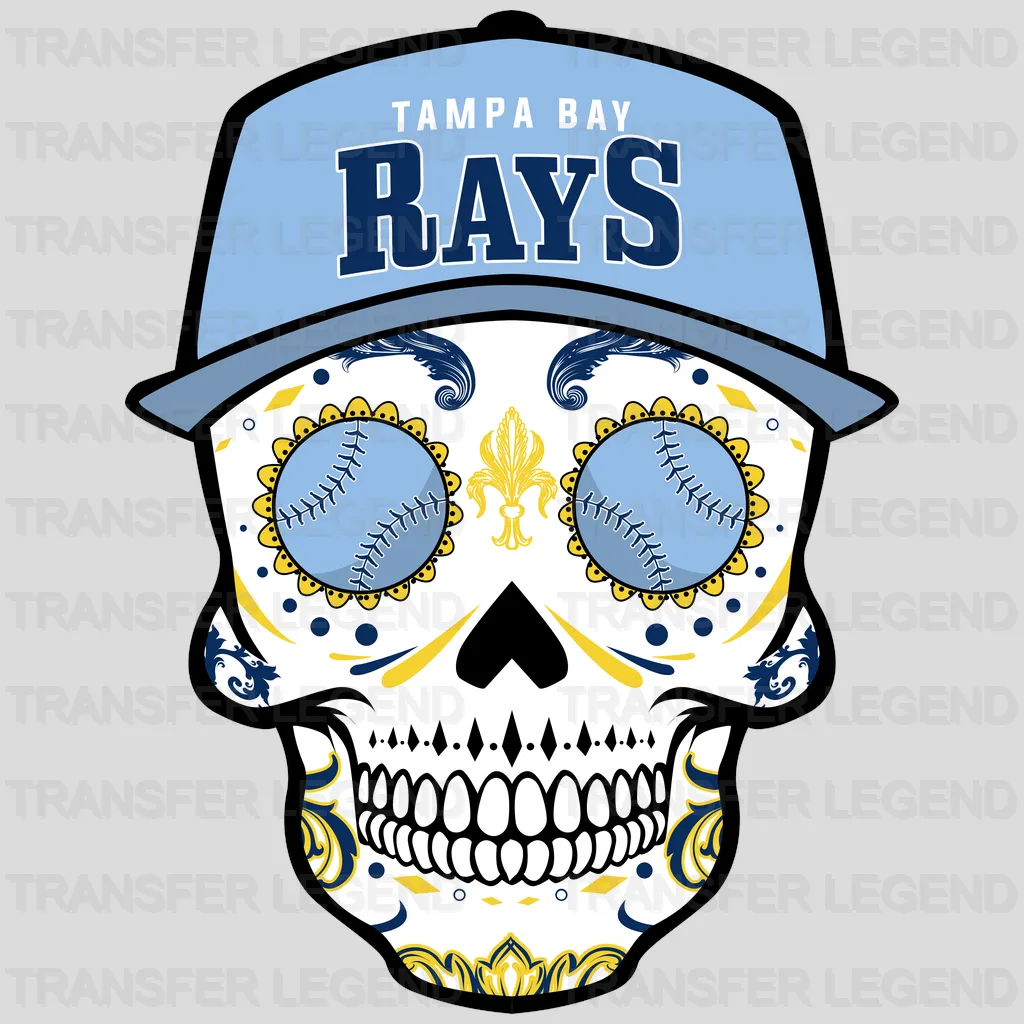 Tampa Bay Rays MLB Sugar Skull With Cap Illustration - DTF Iron On Transfer