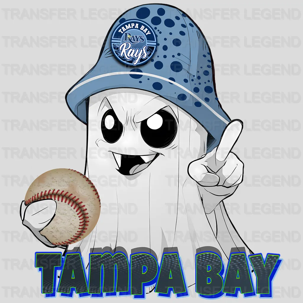 Tampa Bay Rays MLB Cute Ghost With Hat Halloween - DTF Iron On Transfer