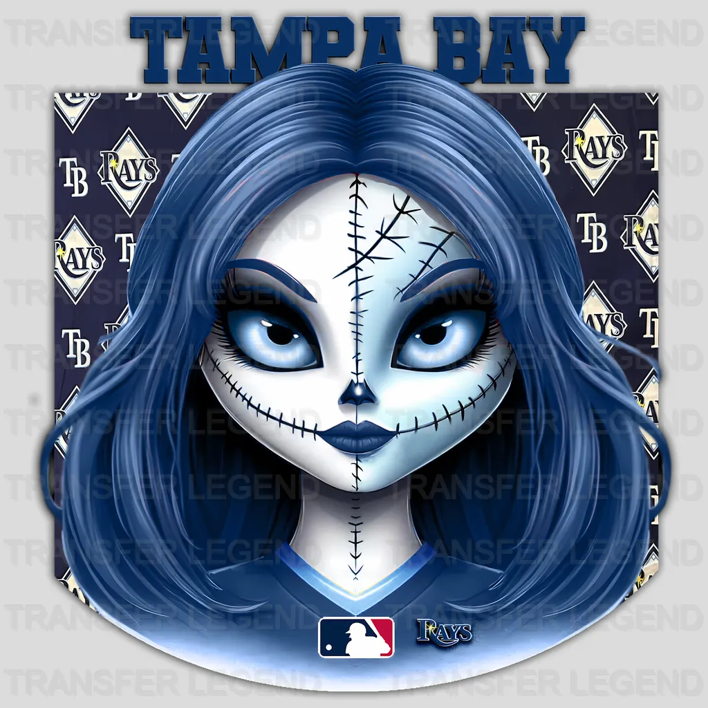 Tampa Bay Rays MLB Blue Hair Gothic Girl Illustration - DTF Iron On Transfer