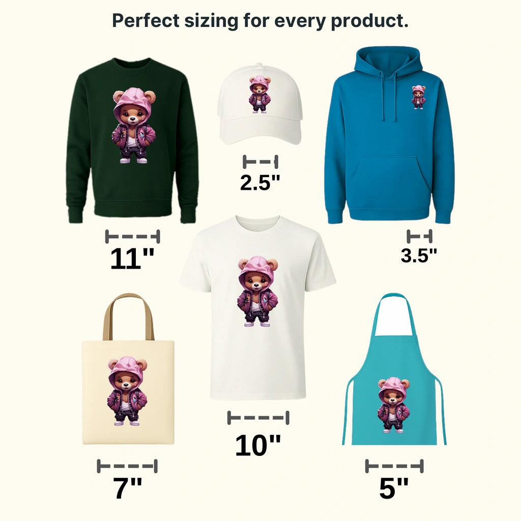 Cute Pink Lady Teddy Design - DTF Heat Transfer - transferlegend