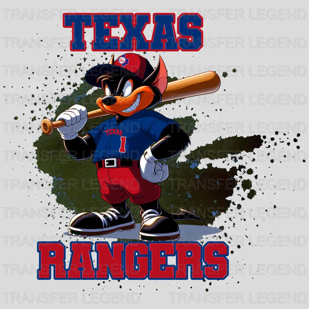Texas Rangers MLB Cartoon Kid Player Batting - DTF Iron On Transfer