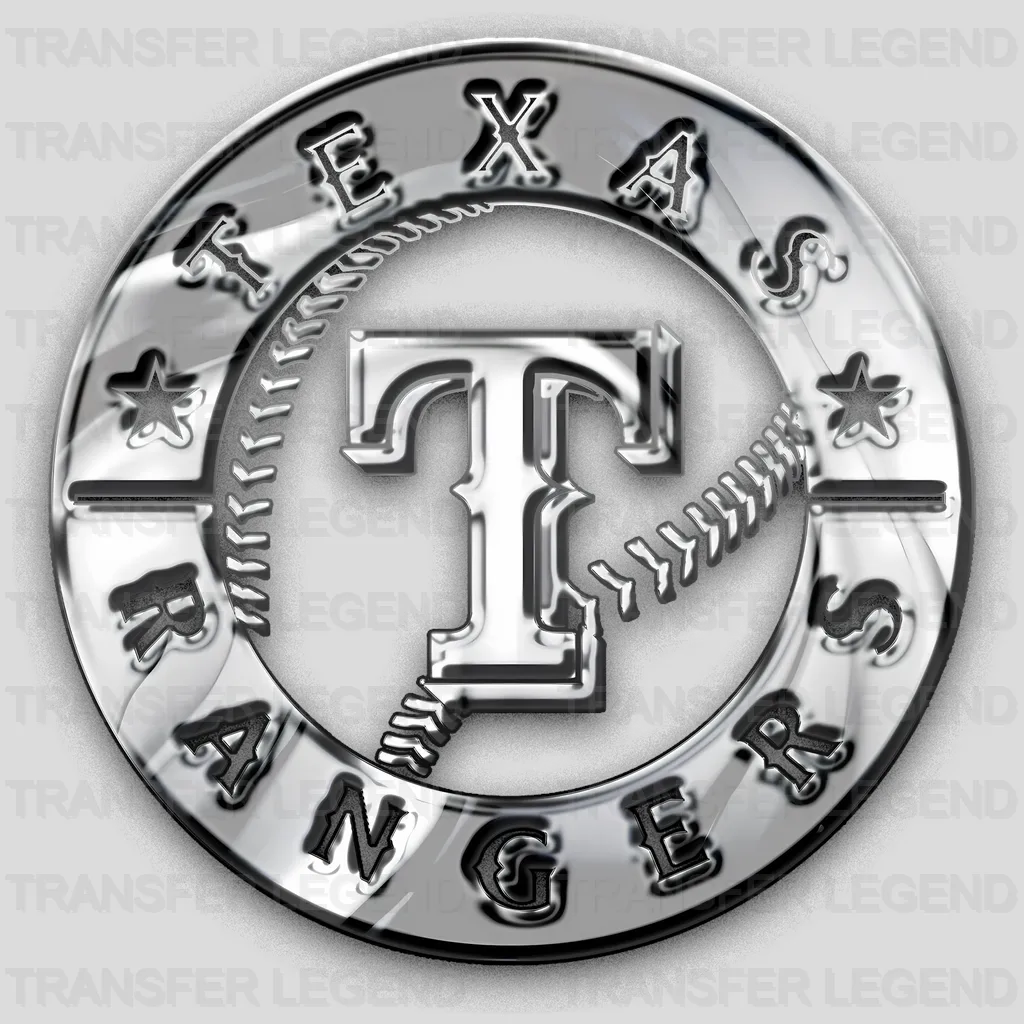 Texas Rangers MLB Silver Circle T Logo Emblem - DTF Iron On Transfer