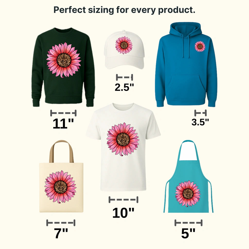 Pİnk Sunflower Valentines Day Design - DTF heat transfer - transferlegend