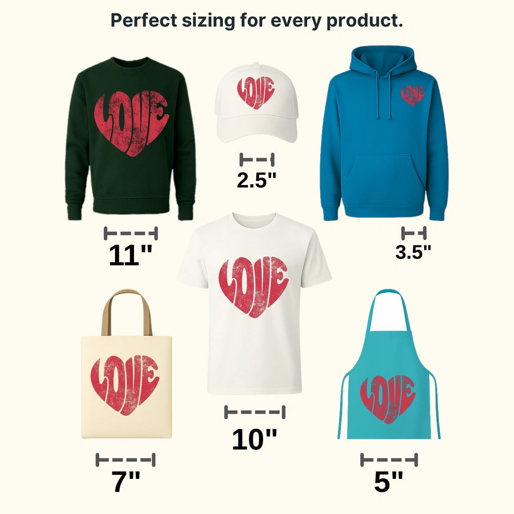 Love Heart Distressed Valentines Day Design - DTF heat transfer - transferlegend