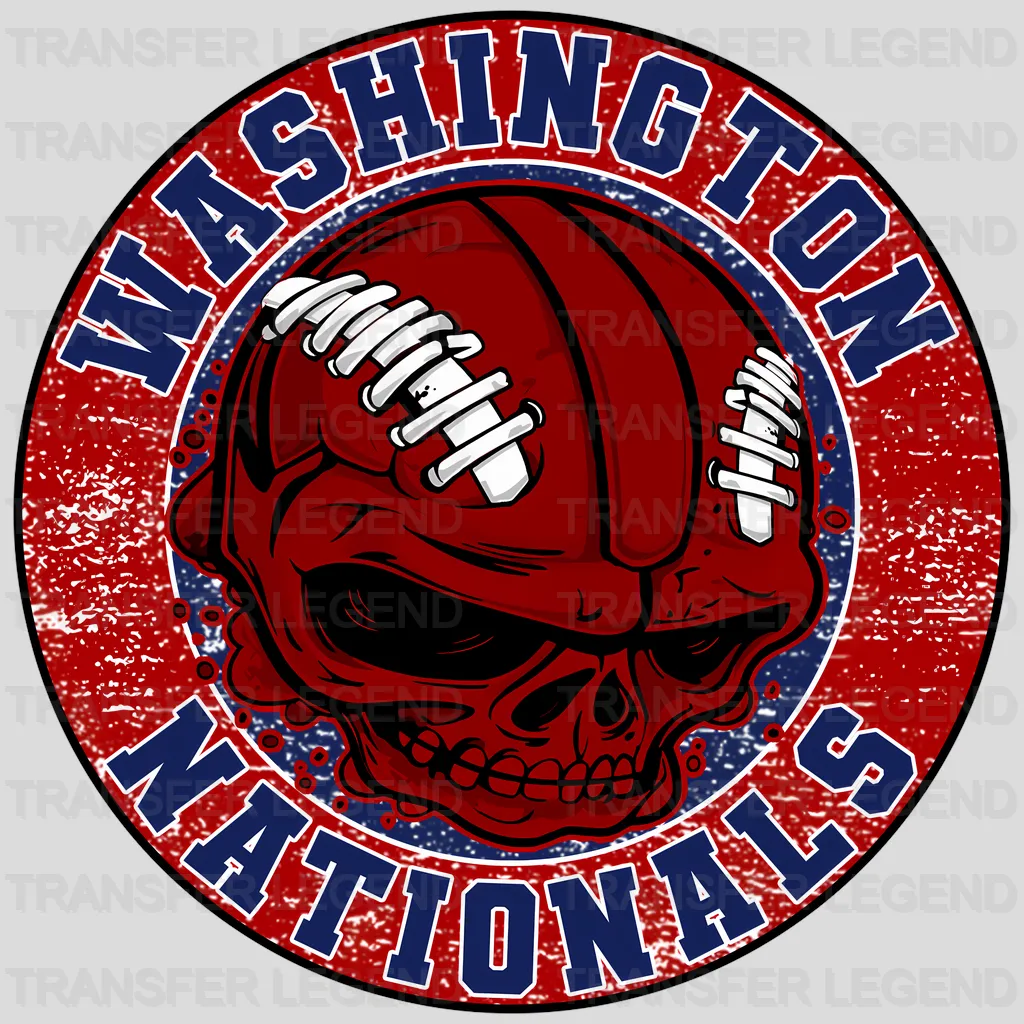 Washington Nationals MLB Red Skull With Helmet Art - DTF Iron On Transfer