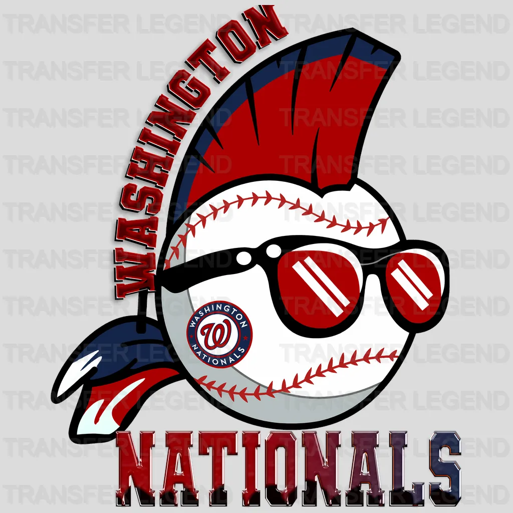 Washington Nationals MLB Punk Skull With Mohawk & Glasses - DTF Iron On Transfer