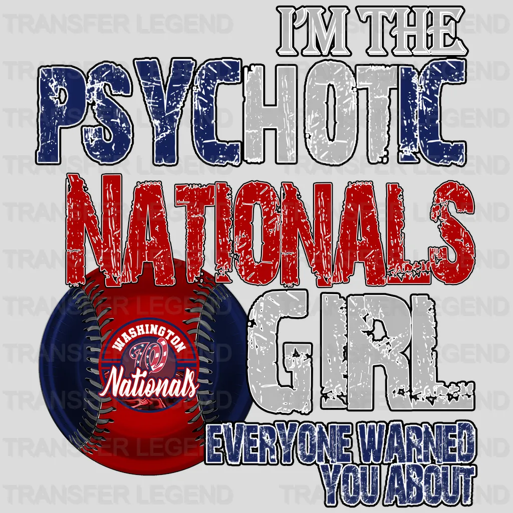 Washington Nationals MLB Psychotic Nationals Girl DTF Iron On Transfer
