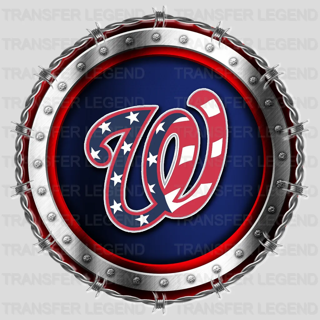 Washington Nationals MLB Chrome Metal Circle Badge 3D - DTF Iron On Transfer