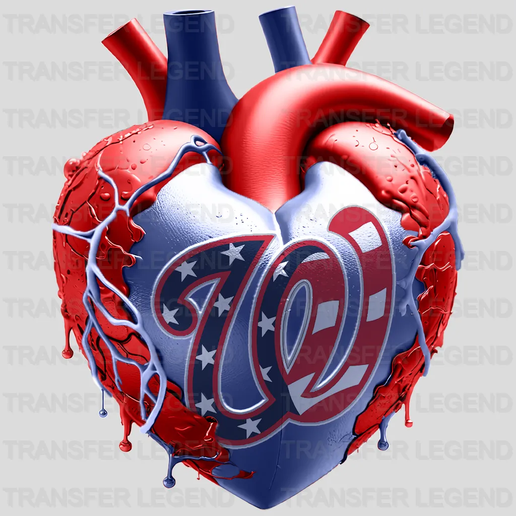 Washington Nationals MLB Realistic Anatomical Heart Art - DTF Iron On Transfer