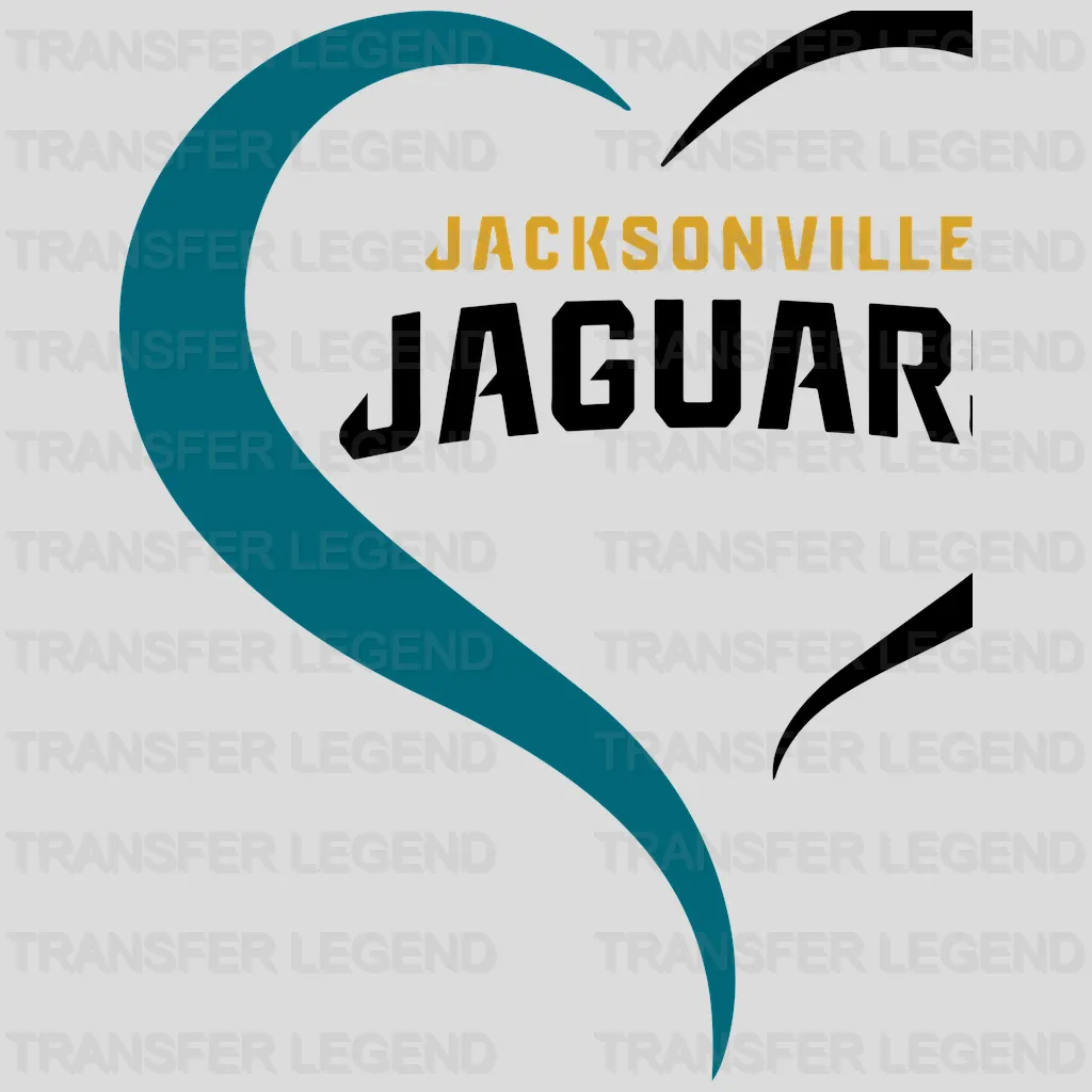 Jacksonville Jaguars Scribble Heart Wordmark NFL Design - DTF Heat Transfer