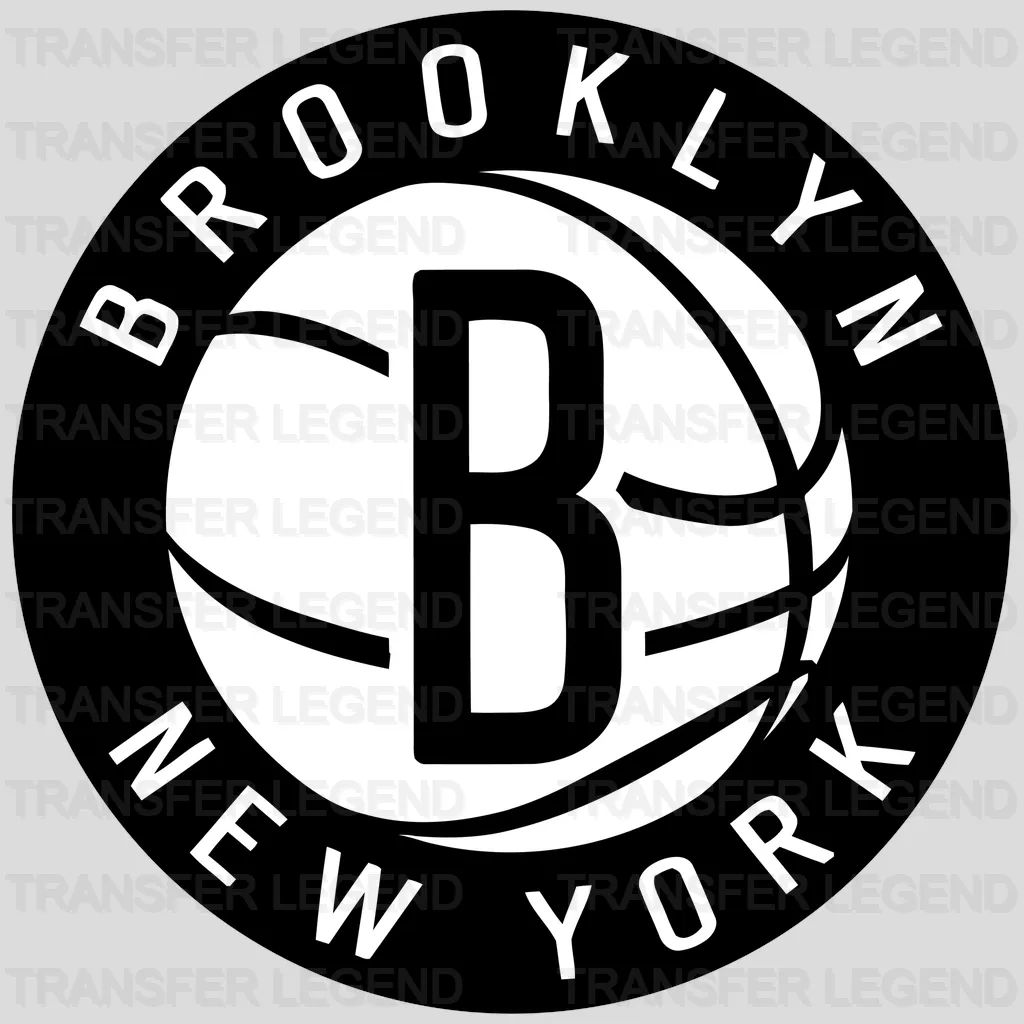 Brooklyn Nets Circle Logo “BROOKLYN NEW YORK” with B Basketball NBA Design - DTF Heat Transfer