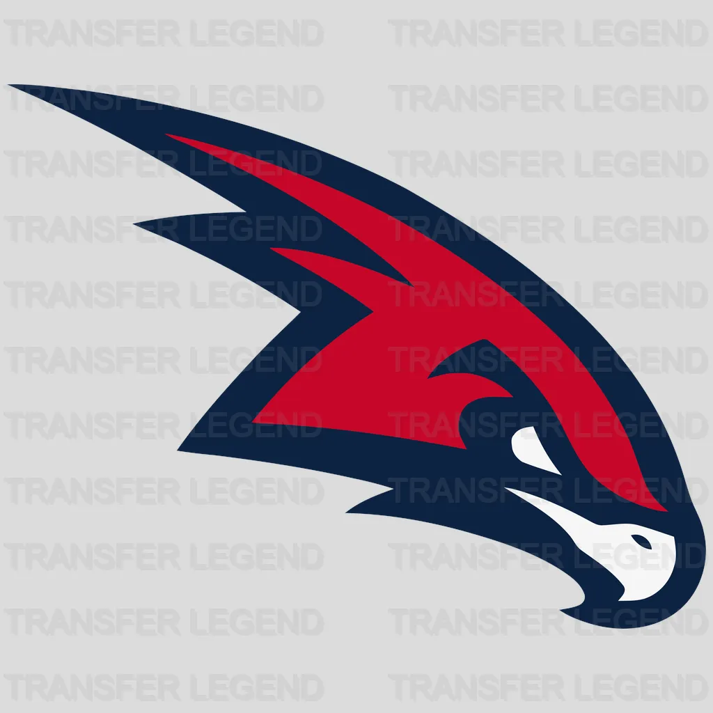 Atlanta Hawks Angular Swoosh Hawk Head (Navy/Red) NBA Design - DTF Heat Transfer