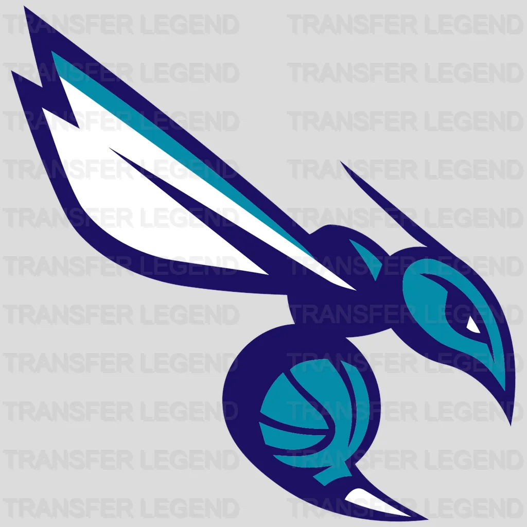 Charlotte Hornets Swooping Hornet with Basketball NBA Design - DTF Heat Transfer