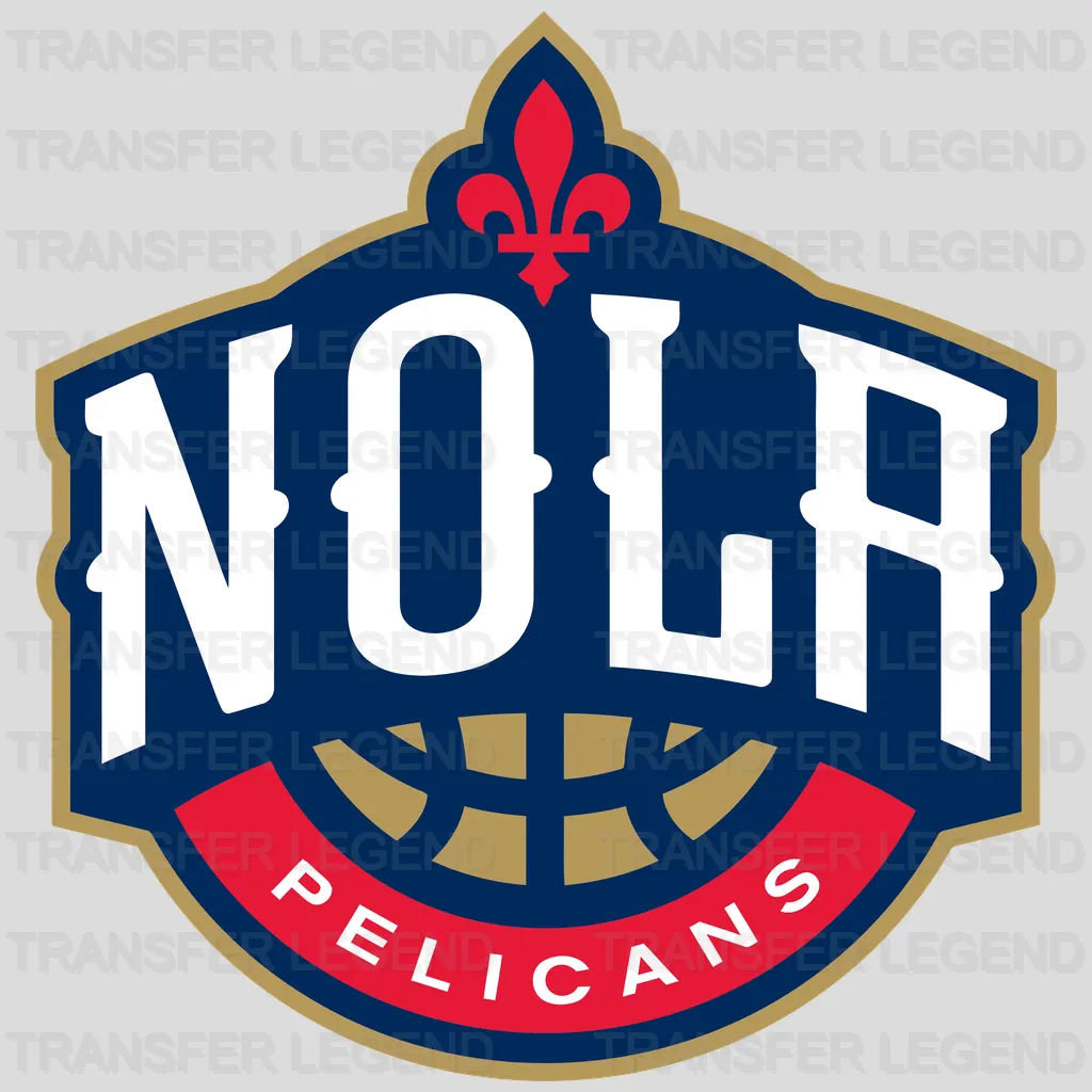 New Orleans Pelicans NOLA Badge with Basketball NBA Design - DTF Heat Transfer