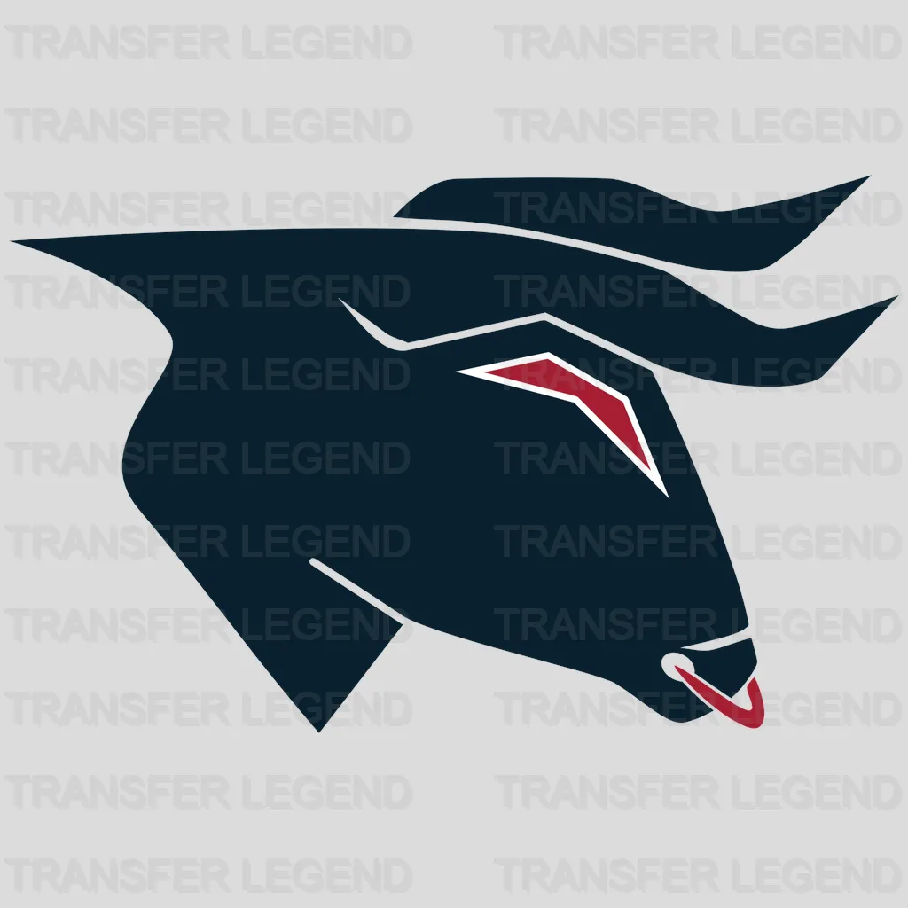 Houston Texans Stylized Bull Head Emblem NFL Design - DTF Heat Transfer