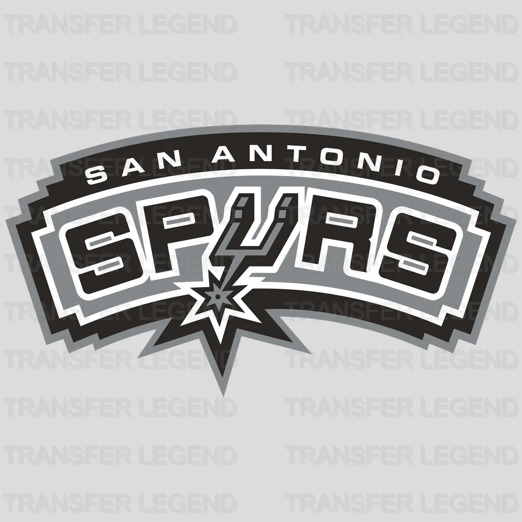San Antonio Spurs Arched Wordmark Crest with Spur NBA Design - DTF Heat Transfer