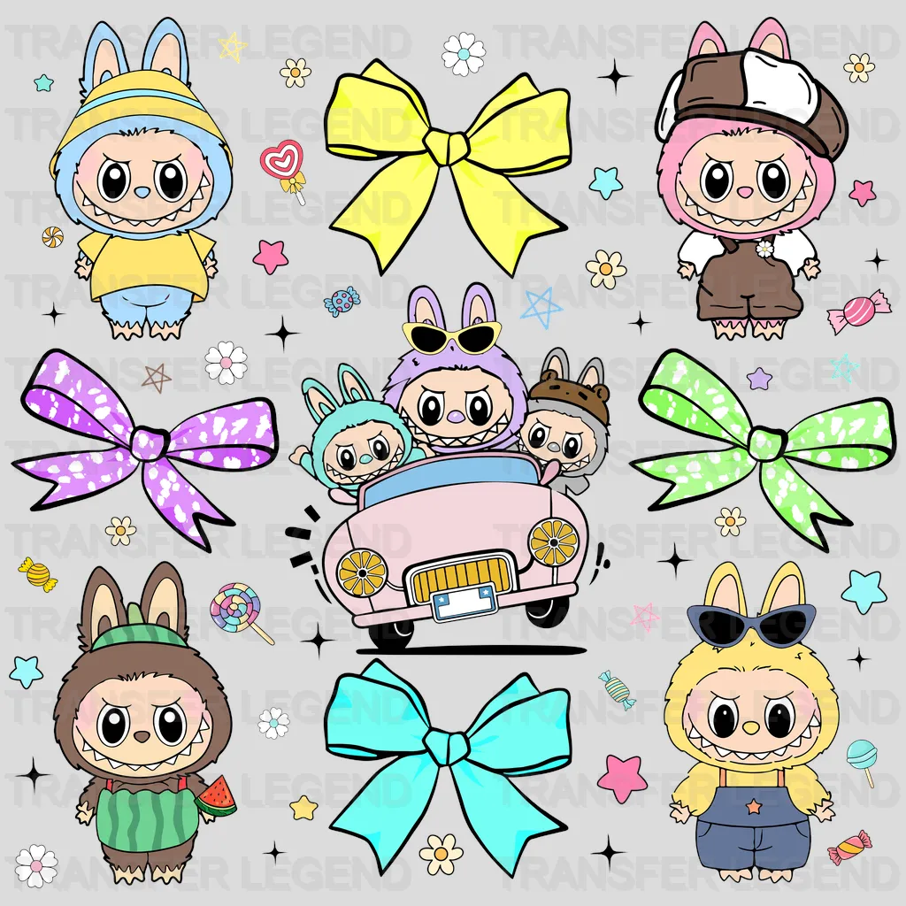 Yellow Loop Labubu Design - DTF Heat Transfers