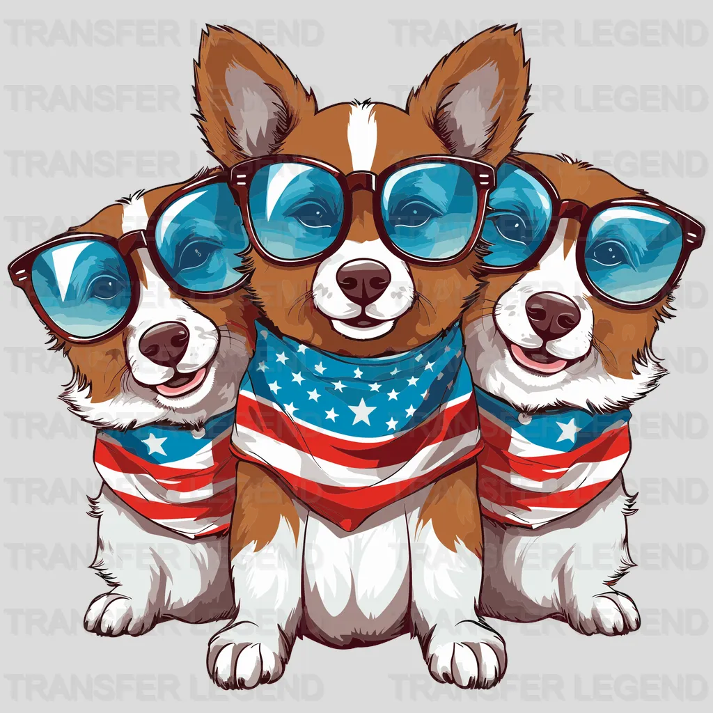 3 Cute Dogs USA Design - DTF Heat Transfers - transferlegend