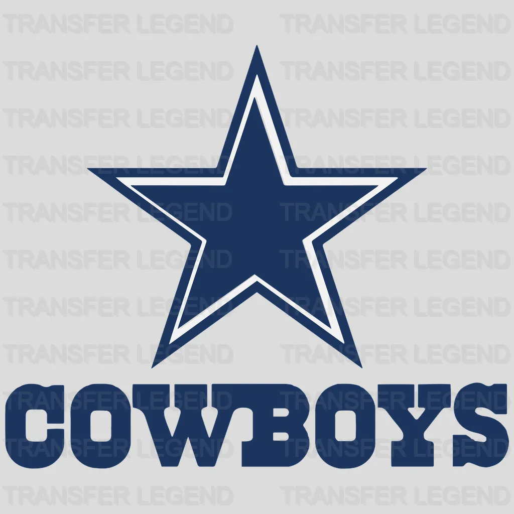 Dallas Cowboys Star with “Cowboys” Wordmark NFL Design - DTF Heat Transfer